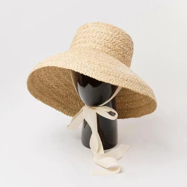 Kvinnors Strandhatt Bred Rand Raffia 8