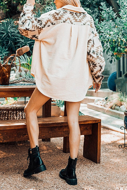 Kvinna Bohemian Shacket Aztec Corduroy-3