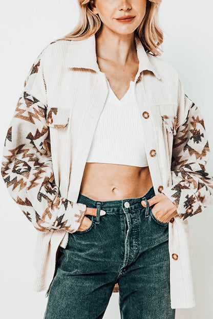 Kvinna Bohemian Shacket Aztec Corduroy-5