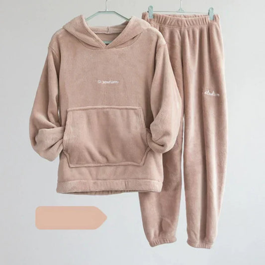 Dam Hoodie och Byxor Set Avslappnad Blandad Fiber Höststil 1