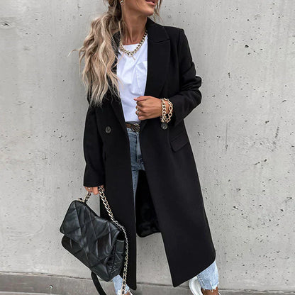 Lång Kappa för Kvinnor i Högkvalitativt Tyg – Elegant Design med Utsökta Knappar, Regular Fit, Perfekt för Höst och Vinter 11
