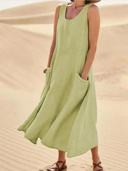 Fina Damklänningar i Lätt Bomull och Linne – Avslappnad och Elegant Design för Sommarbruk 14