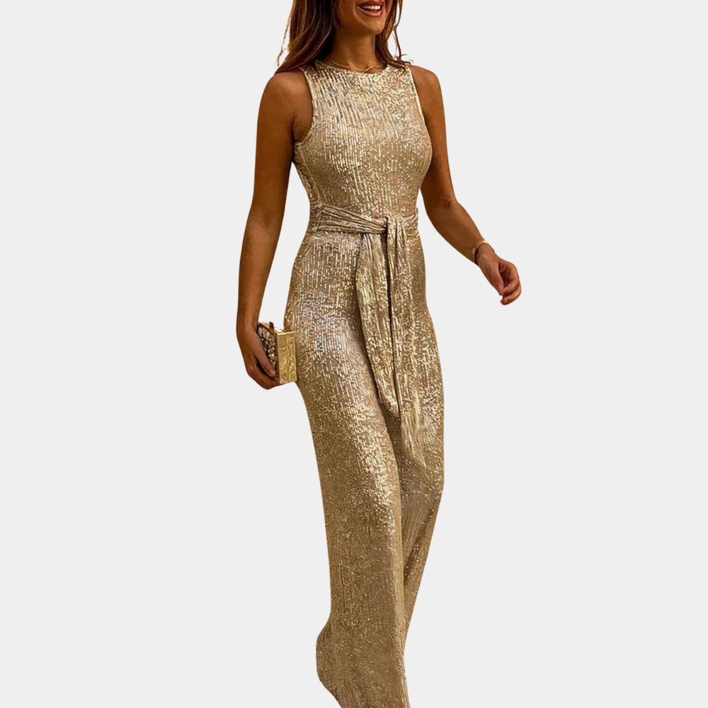 Kvinnors Jumpsuit Ärmlös Glittrande Polyester Elastan-3
