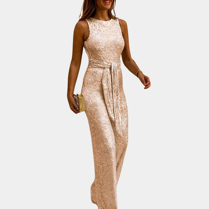 Glittrande Jumpsuit för Damer i Högkvalitativt Tyg – Elegant Passform för Festliga Tillfällen, S-XL 4