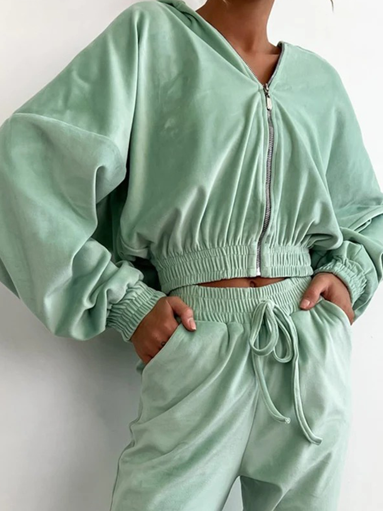 Dam Zip Hoodie Set med Modern Design och Bekväma Joggingsbyxor i Högkvalitativt Material – Avslappnad Passform, S-L 3