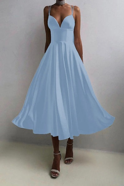 Maxiklänning Dam V-ringning Ryggfri Lätt Material-5