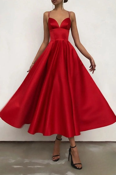 Maxiklänning Dam V-ringning Ryggfri Lätt Material-1