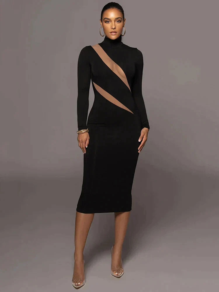 Variant image for Maxiklänning Dam Lång Ärmar Mönstrad Polyester-1