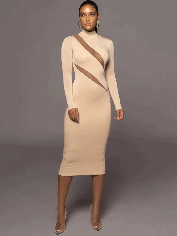 Variant image for Maxiklänning Dam Lång Ärmar Mönstrad Polyester-4