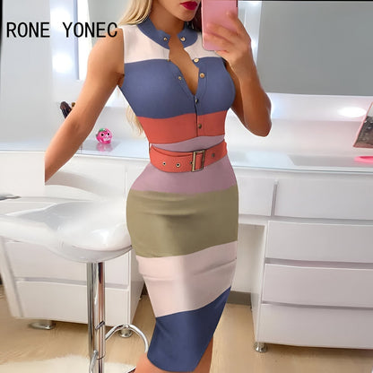 Variant image for Dam Midi Klänning Randig Ärmlös 100% Bomull-1