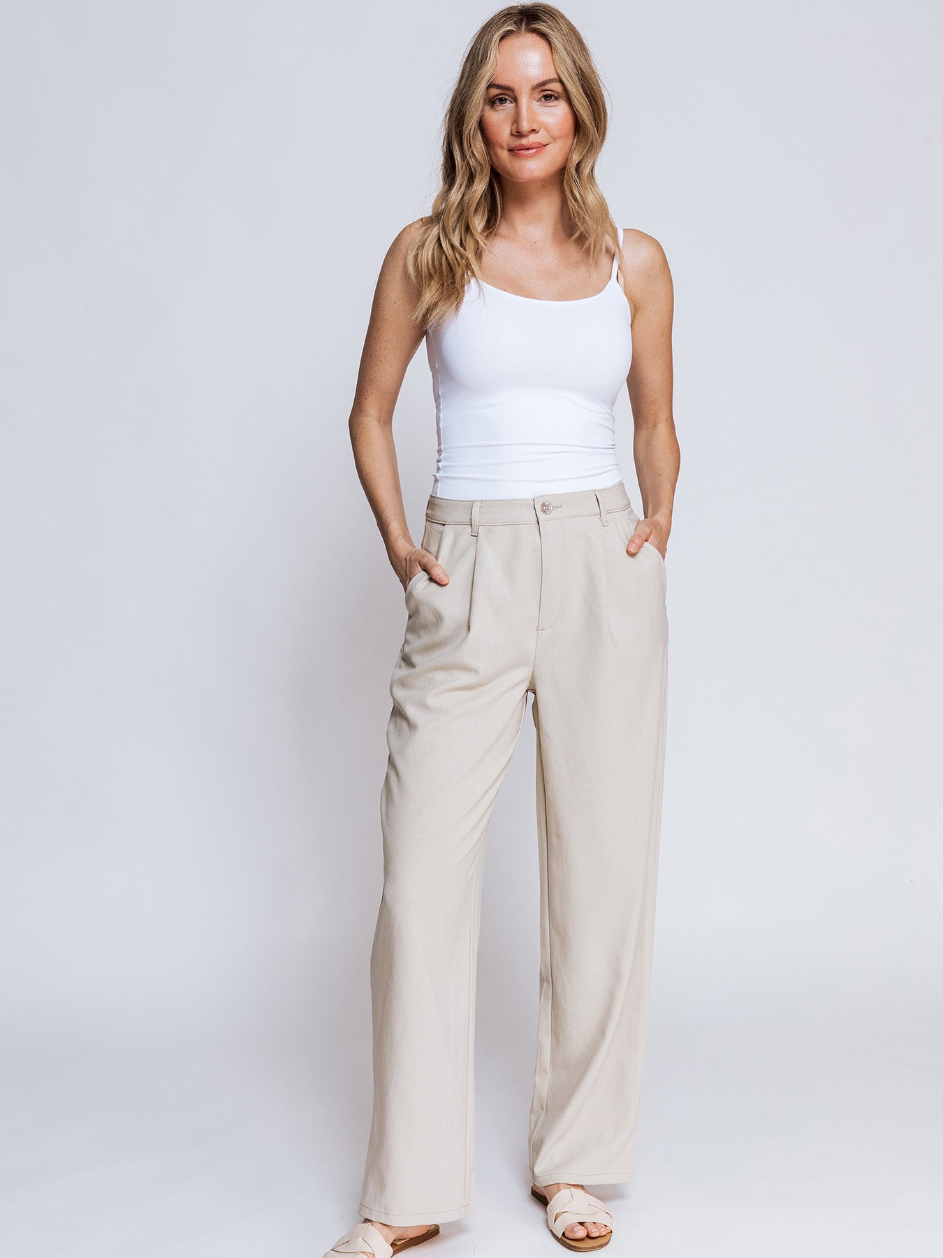 Snygga Byxor Dam Vid Ben Casual Fit Polyester-2