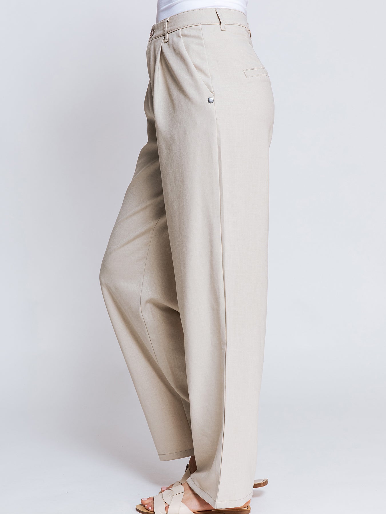 Snygga Byxor Dam Vid Ben Casual Fit Polyester-4