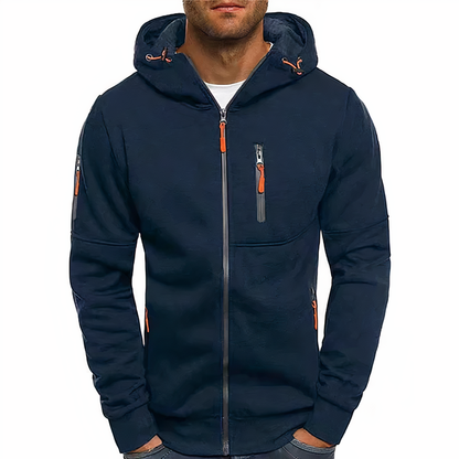 Herrar Zip Hoodie Mjuk Bomullsmix med Dragkedja 8