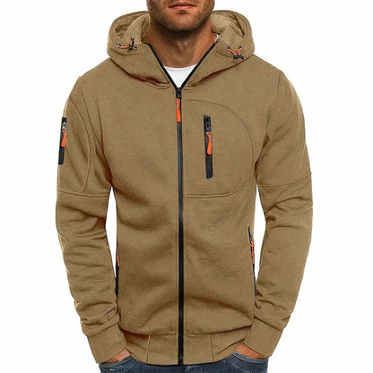 Herrar Zip Hoodie Mjuk Bomullsmix med Dragkedja 9