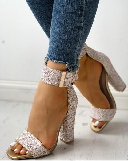 Dam Sandaler Fyrkantiga Klackar Mikrofiber-2