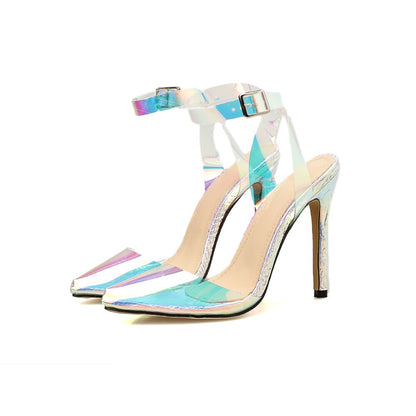 Dam Högklackade Sandaler Ankelrem PVC-3