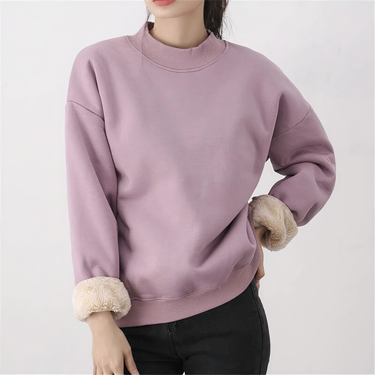 Herr Fleece Pullover Avslappnad Bomull 2