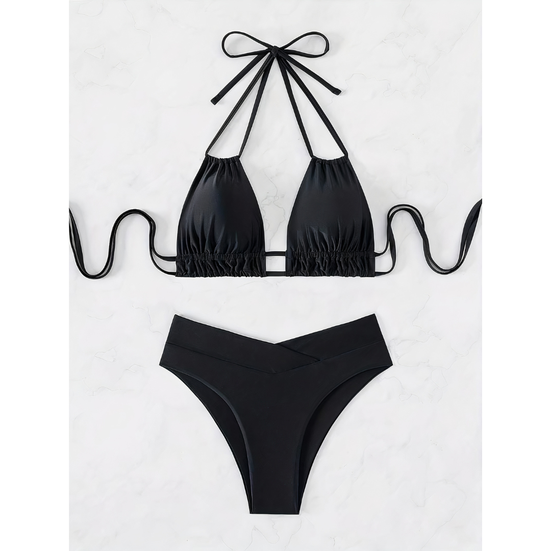 Dam Bikini Set Tropisk Stil Nylon Spandex-5