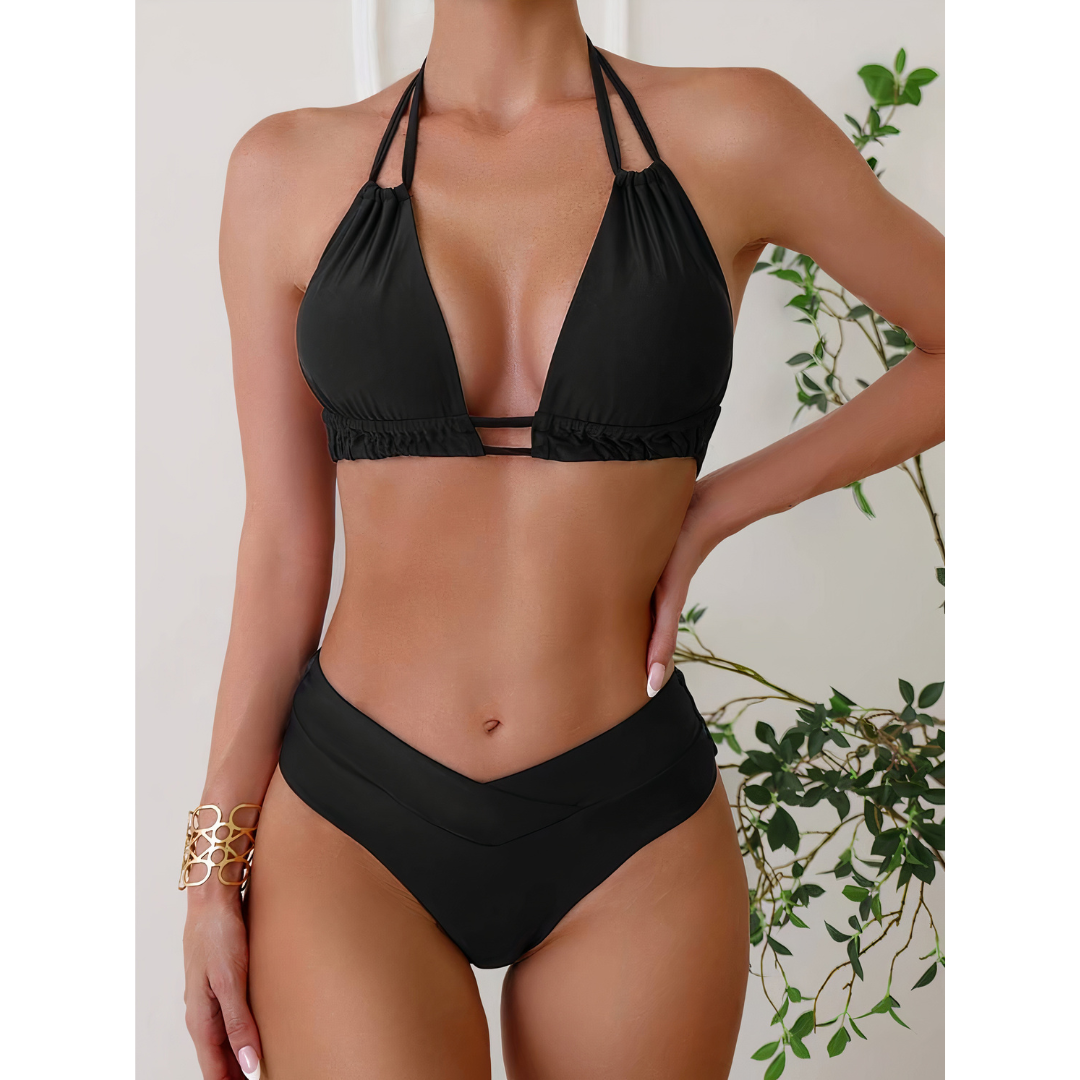 Dam Bikini Set Tropisk Stil Nylon Spandex-1