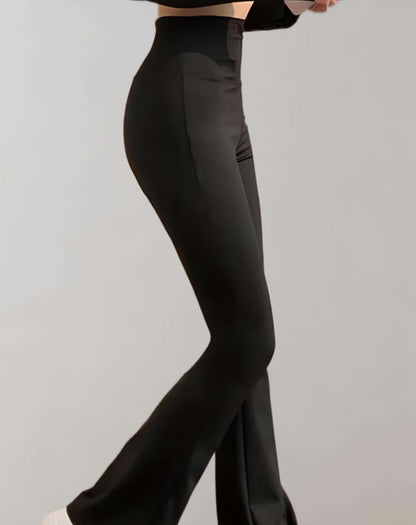 Snygga Byxor Dam Hög Midja Vida Ben Andningsbart Tyg 4