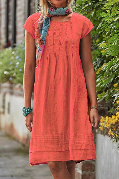 Dam Fritidsklänning Kortärmad Lätt Material-4