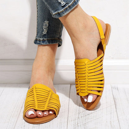 Dam Sandaler Slingback PU Läder Platt Sula för Vardags- och Festbruk 3