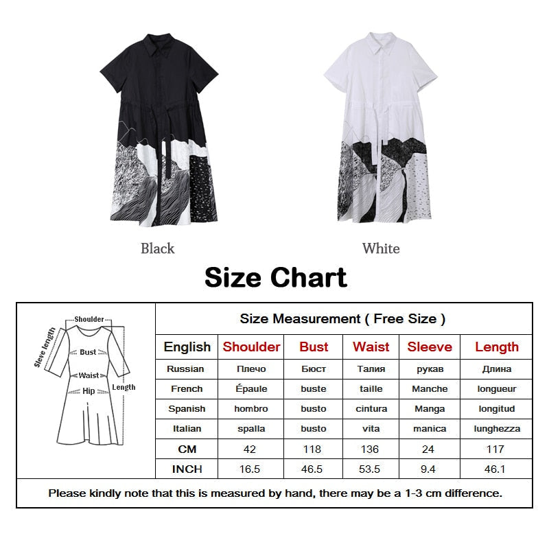 A-linjeformad Midi Klänning i Bomull och Rayon med Korta Ärmar och Slipningstryck – Avslappnad Sommarstil 6
