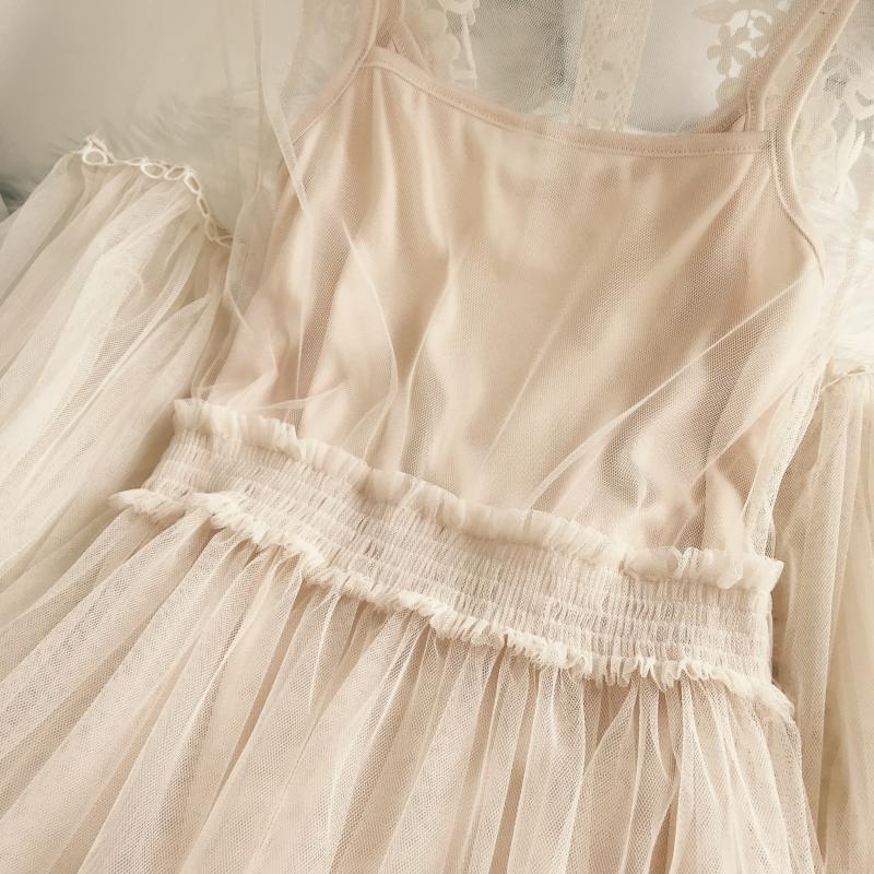 Kvinnors Midi Klänning A-linje Transparenta Ärmar Bomull Polyester-3