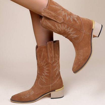 Variant image for Dam Stövlar Cowboy Ekoleather Blockhäl Träoptiksula-10