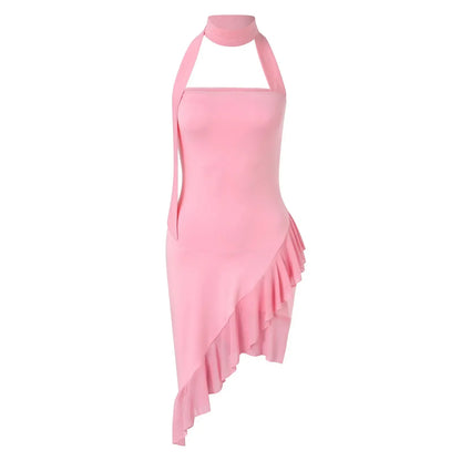 Kvinna Halshållare Klänning En-Axel Design Polyester-3