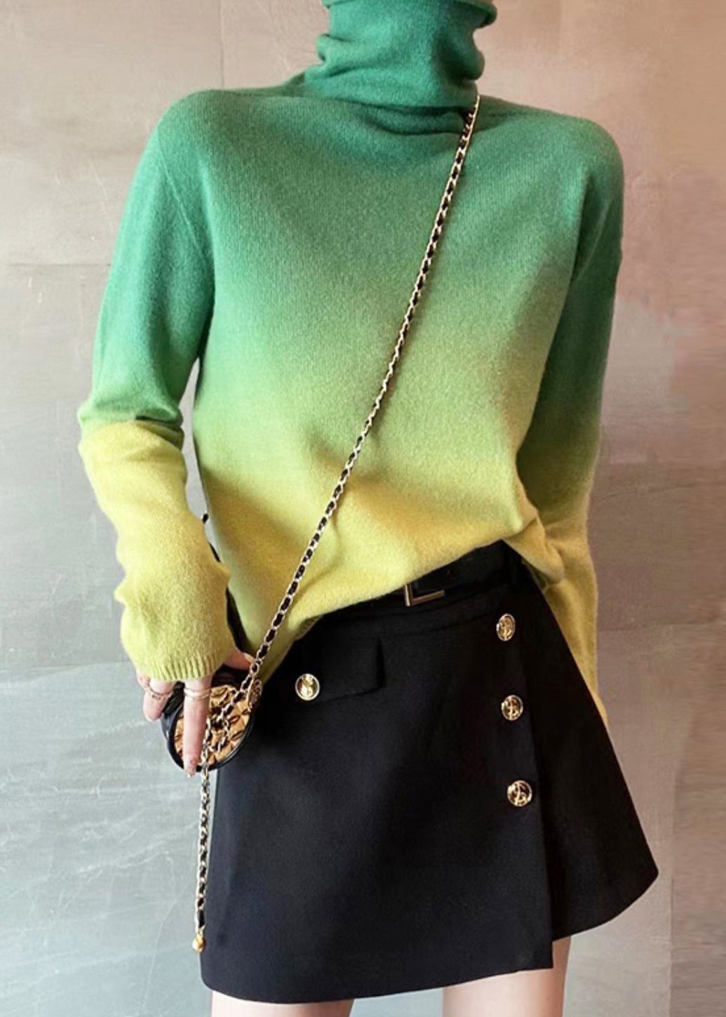 Dam Turtleneck Tröja Färggradient Mjuk Hållbar 5