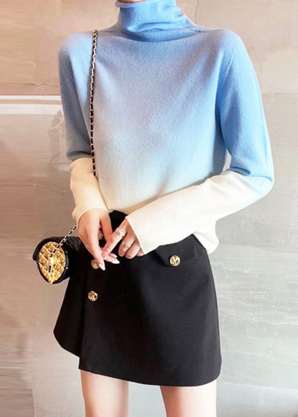 Dam Turtleneck Tröja Färggradient Mjuk Hållbar 8