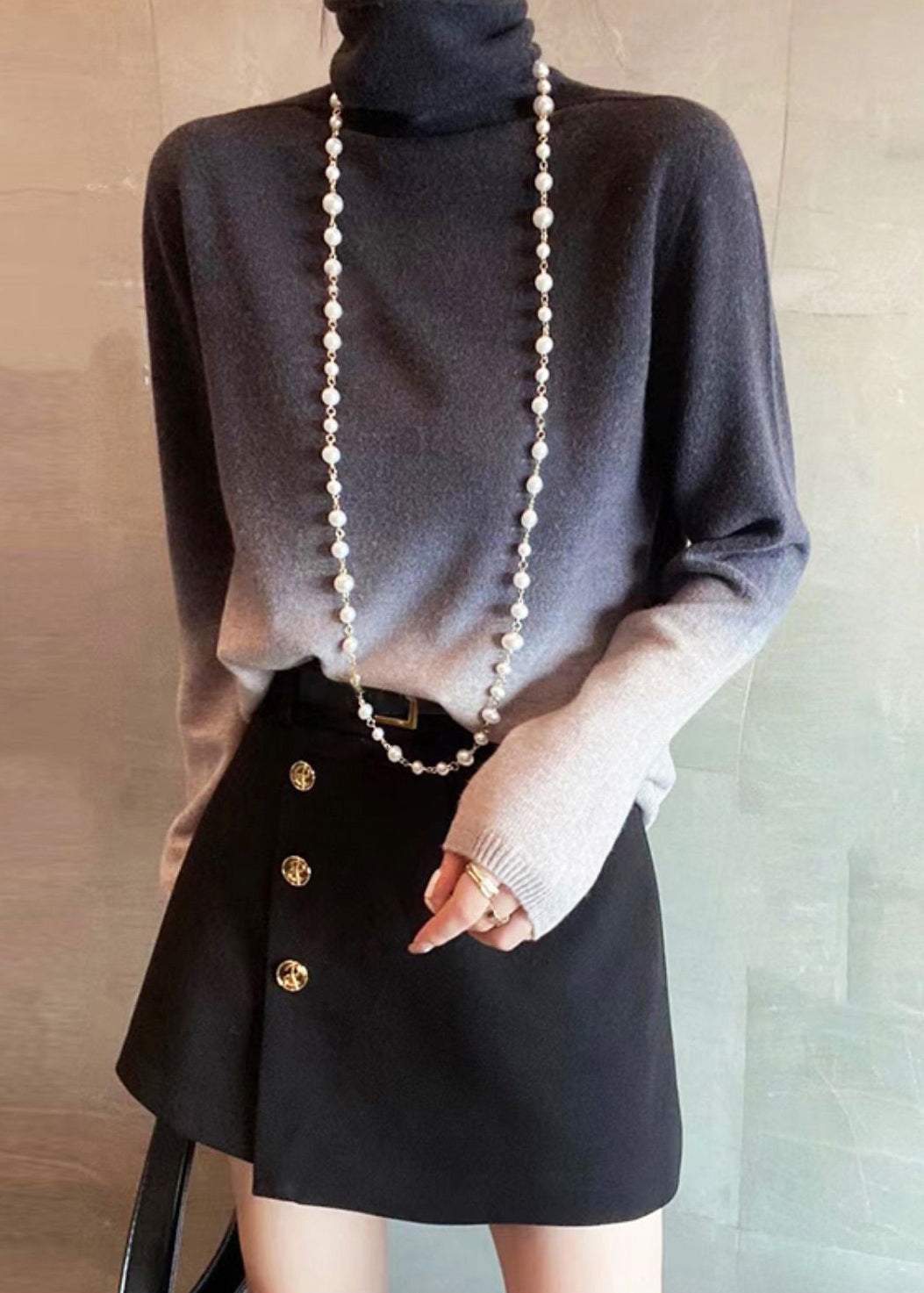 Dam Turtleneck Tröja Färggradient Mjuk Hållbar 9