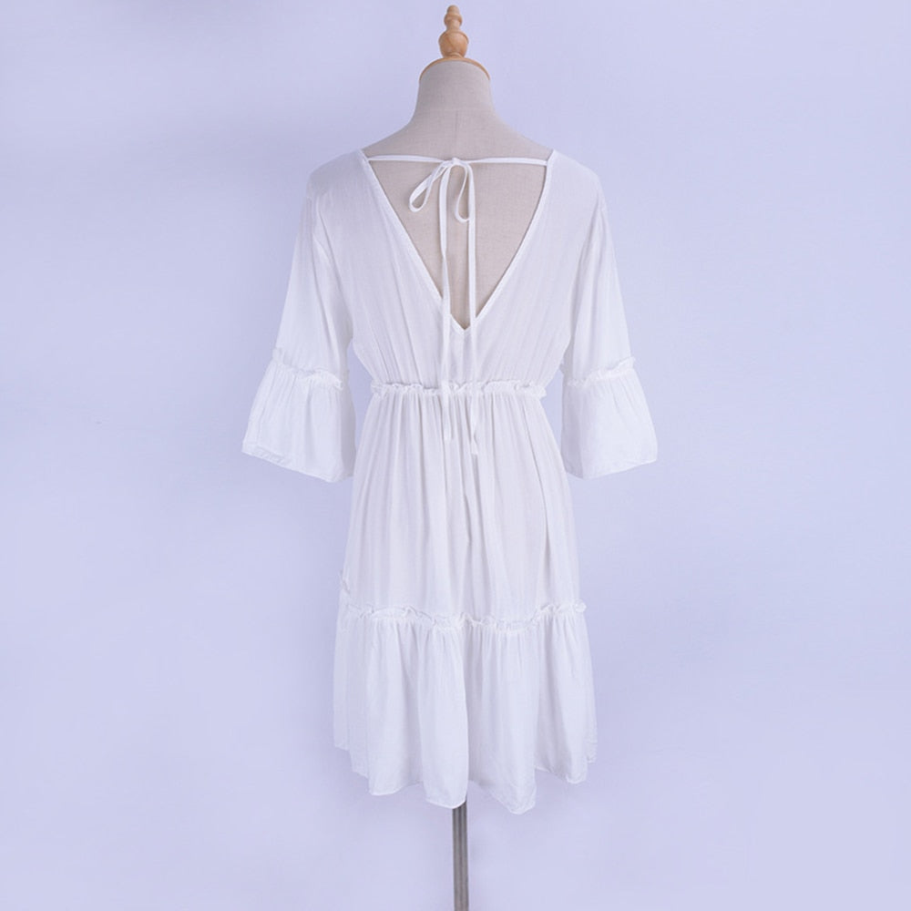 Kvinnors Miniklänning Halvklockärmar Polyester 6