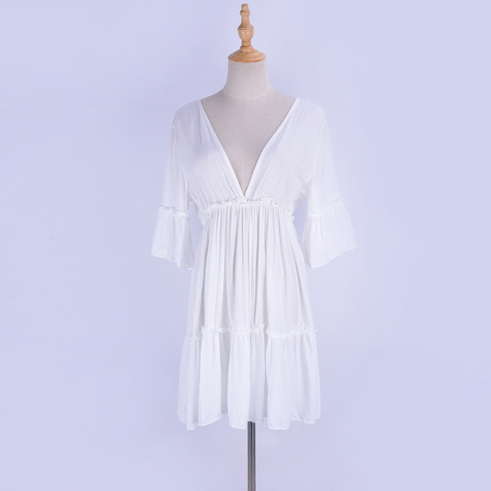 Kvinnors Miniklänning Halvklockärmar Polyester 5