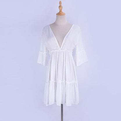 Kvinnors Miniklänning Halvklockärmar Polyester 5