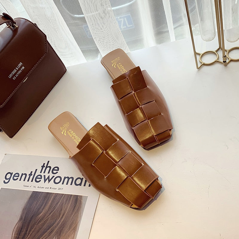 Dam Mules Skor Retro Stil PU Material för Vardagsbruk-3