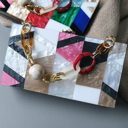 Dam Handväska Geometrisk PVC Modern Stil Hållbar Design 3