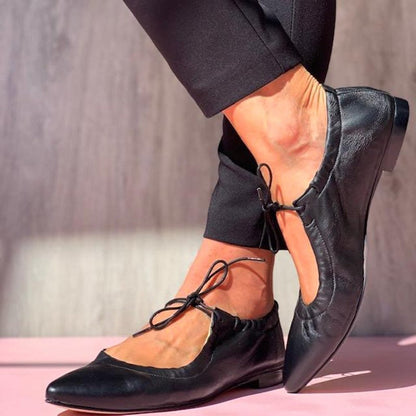 Dam Ballerina Skor Platta Syntetiska med Spetsig Tå och Diskret Snörning-5