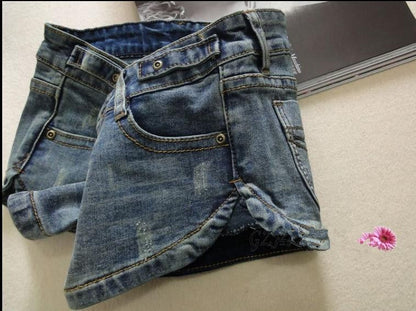 Dam Höfthöga Shorts Casual Bomull med Fickor och Blixtlås-3