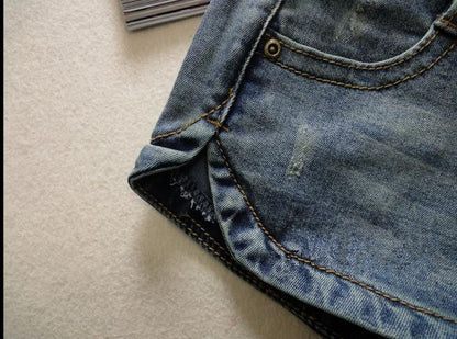 Dam Höfthöga Shorts Casual Bomull med Fickor och Blixtlås-5