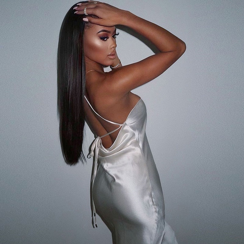 Kvinnors Midi Klänning En Axel Polyester Spandex-4