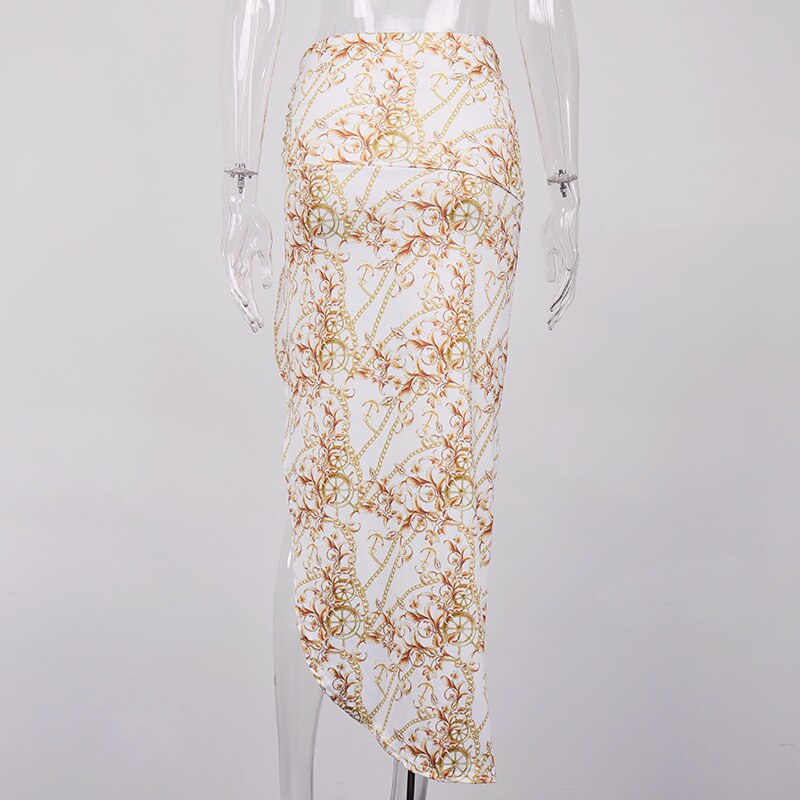 Dam Minikjol Asymmetrisk Blommig Polyester Spandex-5