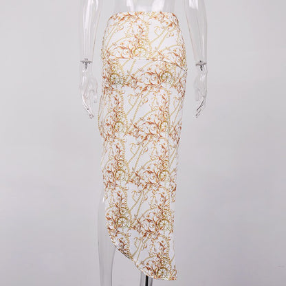 Dam Minikjol Asymmetrisk Blommig Polyester Spandex-5