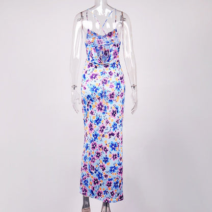 Maxiklänning Dam Blommönster Fyrkantig Halsringning Polyester A-Linje-5