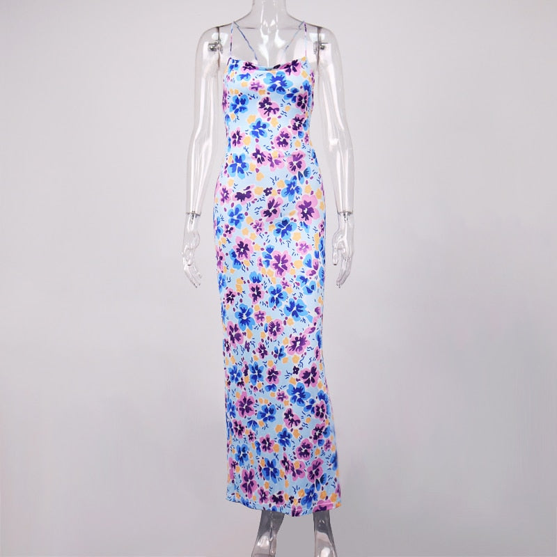 Maxiklänning Dam Blommönster Fyrkantig Halsringning Polyester A-Linje-4