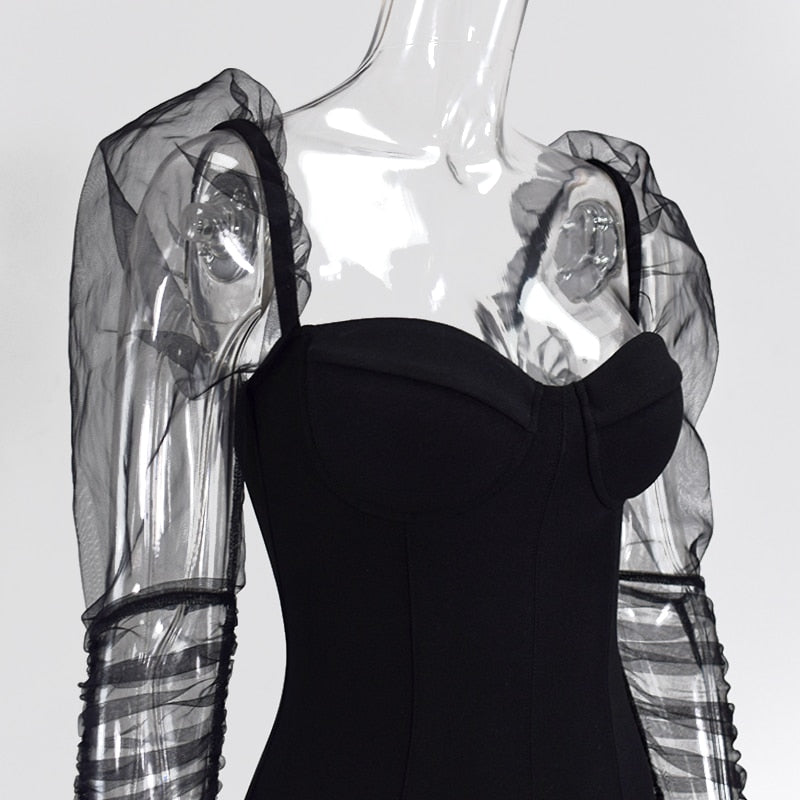 Kvinnors Bodycon Mini Klänning Puffade Ärmar Polyester-6