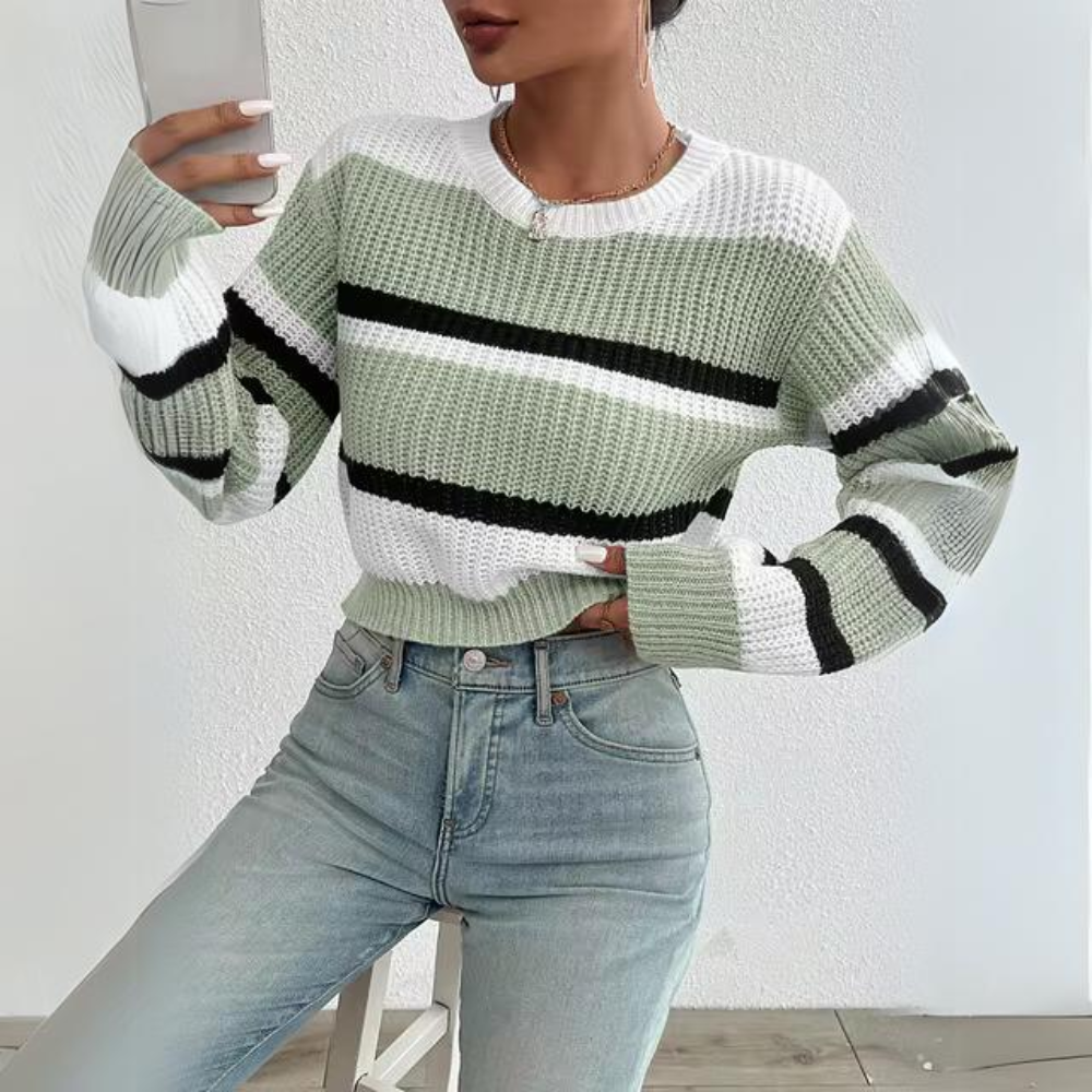 Dam Vintertröja Avslappnad Rund Hals Akryl-3