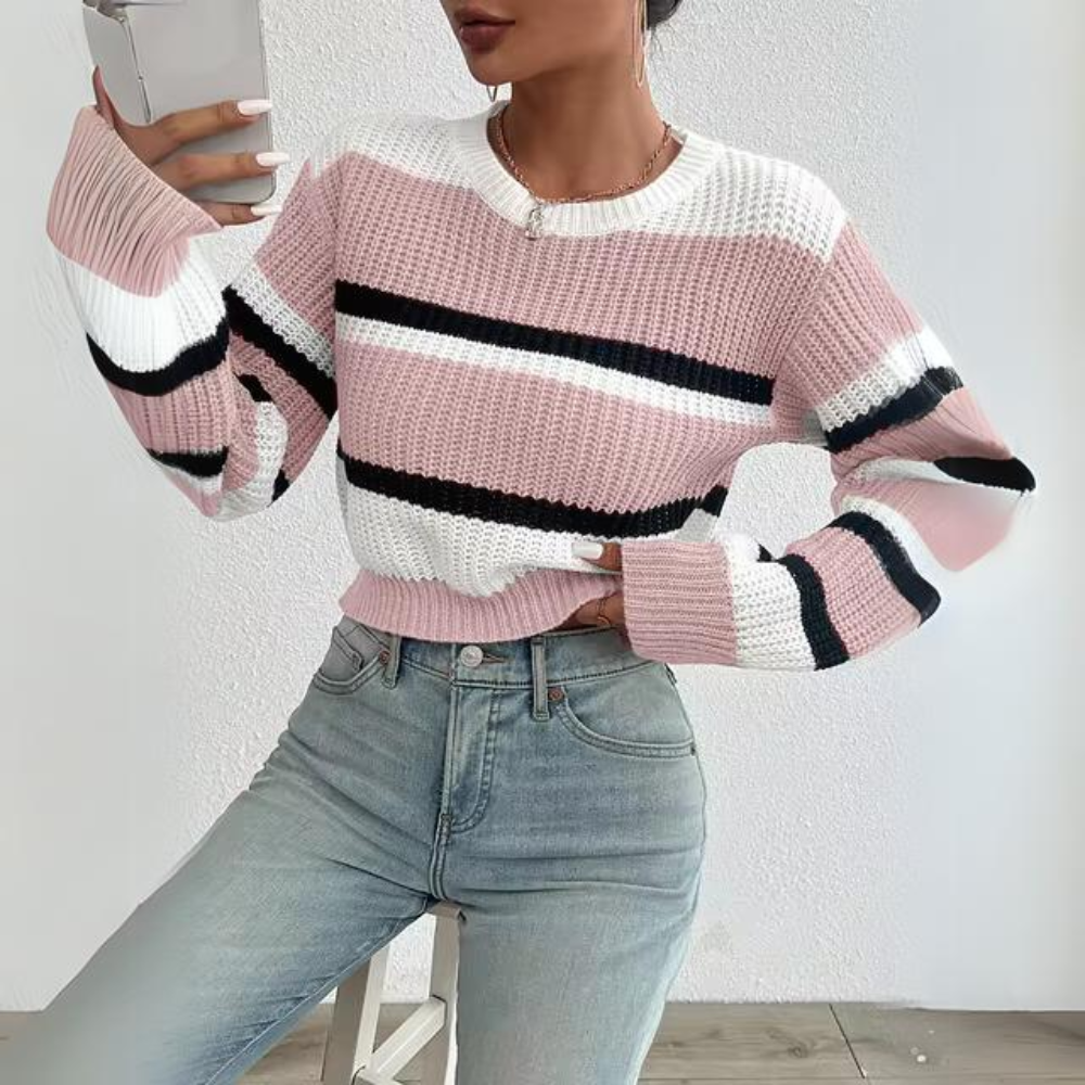 Dam Vintertröja Avslappnad Rund Hals Akryl-4