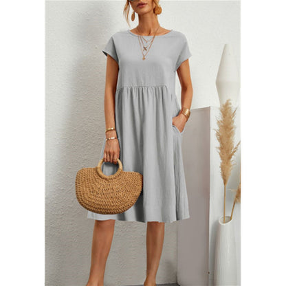 Variant image for Dam Sommarklänning i Satin med Knappstängning - Mångsidig och Elegant För Festliga Tillfällen-31